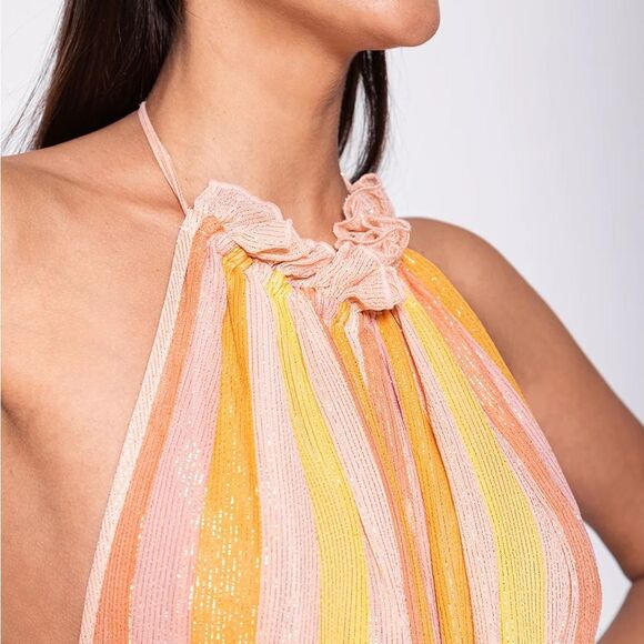 NWT Anthropologie  “Sundress” Sophie Jumpsuit Marbella Mix Peach Sz L/XL - Picture 8 of 12